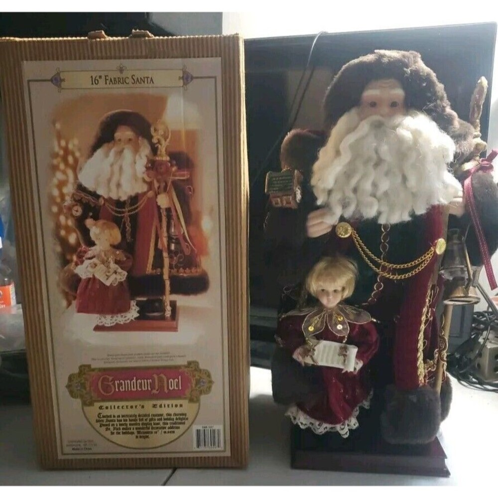 Vintage 2001 Grandeur Noel collectors Edition 16" Fabric SANTA
